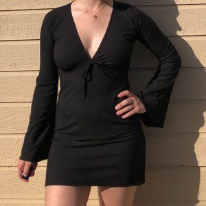 Nasty Gal Black Long Bell Sleeve Dress